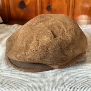 Vintage Stetson Newsboy Cap with Snap in Light Brown Suede
